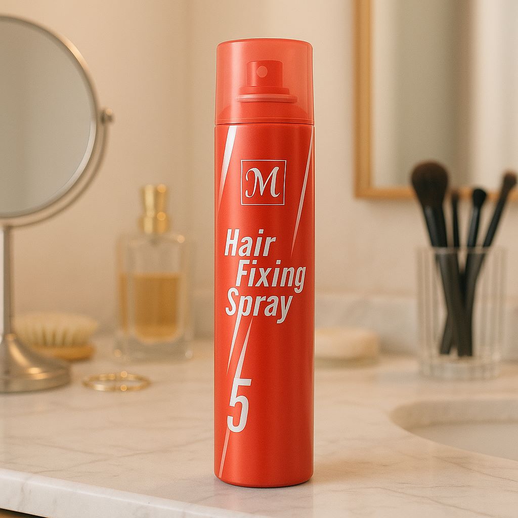 اسپری حالت‌دهنده و تثبیت‌کننده موی مای مدل Hair Fixing Spray (قدرت نگهدارندگی قوی، حاوی کراتین، ویتامین B5، مناسب انواع مو) ۳۰۰ میل