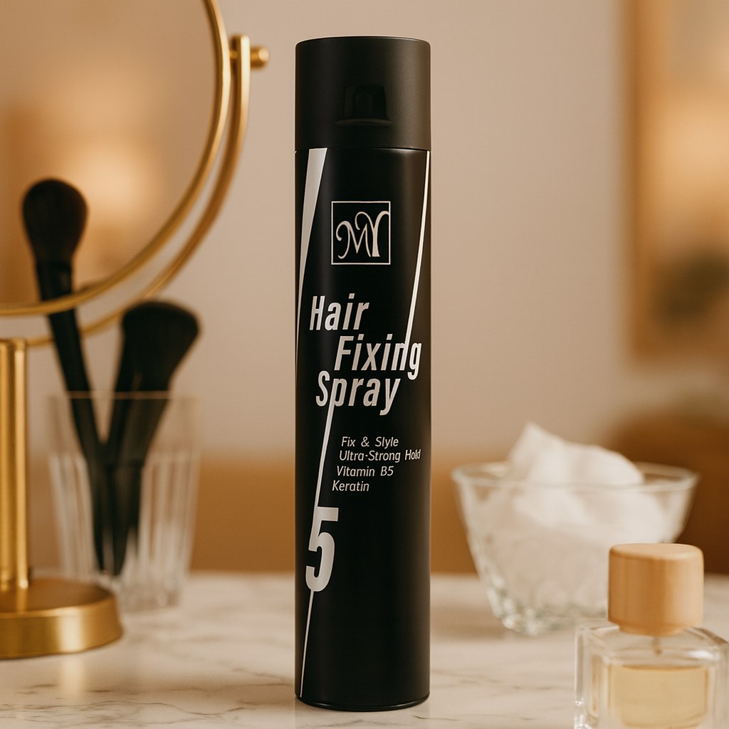 اسپری حالت‌دهنده و تثبیت‌کننده موی مای مدل Hair Fixing Spray 6 (قدرت نگهدارندگی فوق‌العاده زیاد، حاوی کراتین، ویتامین B5، ضد‌چسبندگی) ۳۰۰ میل