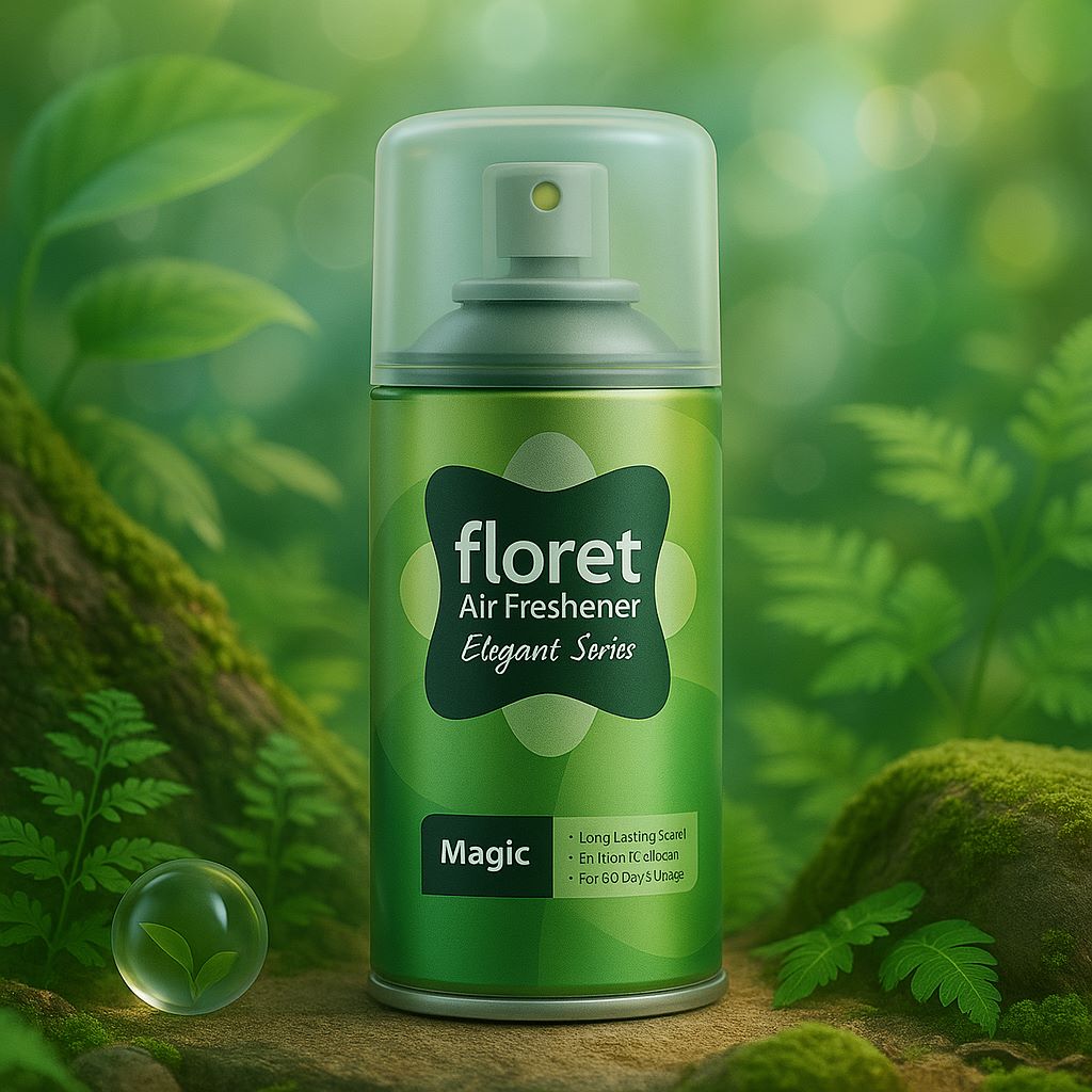 اسپری خوشبوکننده هوا FLORET (فلورت) مدل Magic Elegant Series (طیف بویایی خنک و چوبی آرامش‌بخش) 250ml
