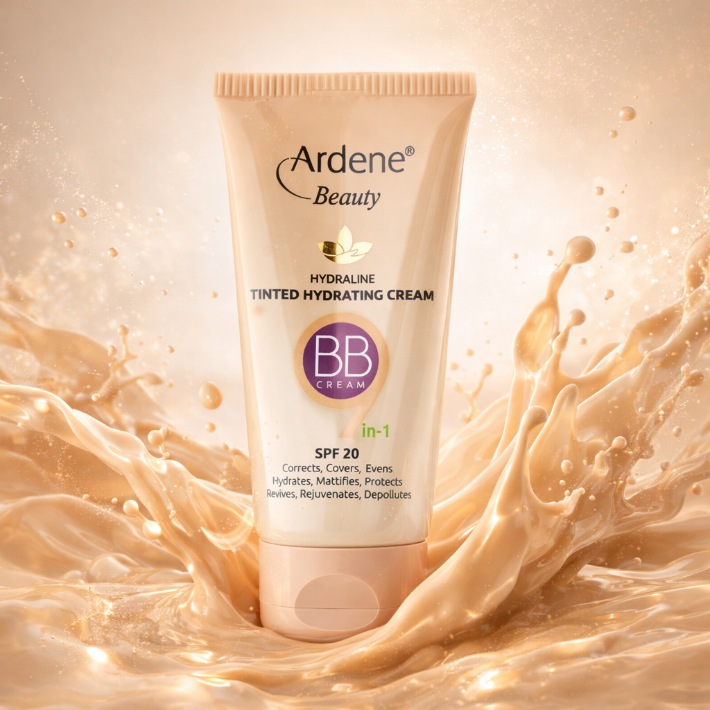 بی بی کرم رطوبت رسان Spf20 مدل Hydraline بژ طبیعی-آردن بیوتیArdene (آبرسان رنگی پوشانندگی طبیعی مات‌کننده و محافظت در برابر آفتاب) 50ml