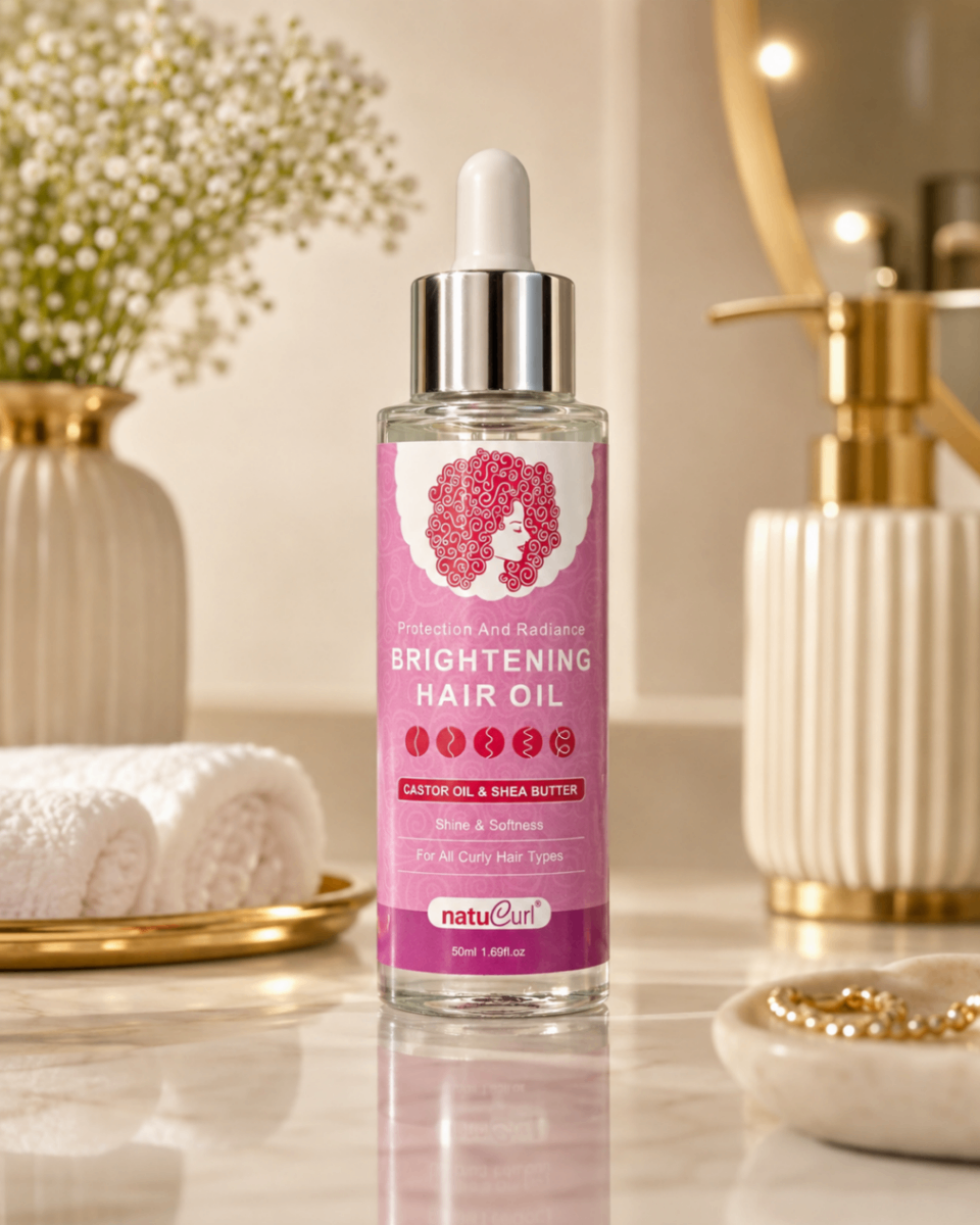 روغن مو NatuCurl Brightening Hair Oil – روغن روشن‌کننده و براق‌کننده مو با روغن کرچک و شی‌باتر