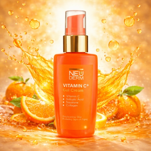 ژل کرم روشن کننده و ضد چروک ویتامین سی پلاس C+ نئودرم NEUDERM (کاهش لک و تیرگی افزایش شفافیت و درخشش ضد چروک و جوانساز بافت سبک و جذب سریع) 50ML