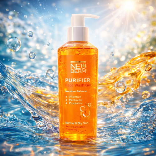 ژل شستشوی صورت مدل Purifier نئودرم NEUDERM (پاکسازی ملایم آبرسانی عمقی حفظ تعادل رطوبت ضد التهاب و لطافت بخش مناسب پوست خشک تا نرمال ) 200ML