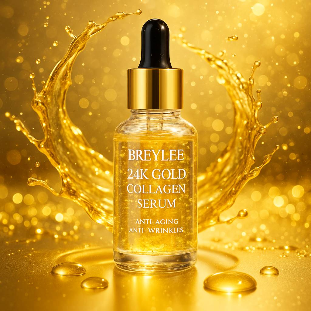 سرم جوانساز طلای ۲۴ عیار و کلاژن BREYLEE (درخشندگی فوری + لیفت ظاهری) ✨💛