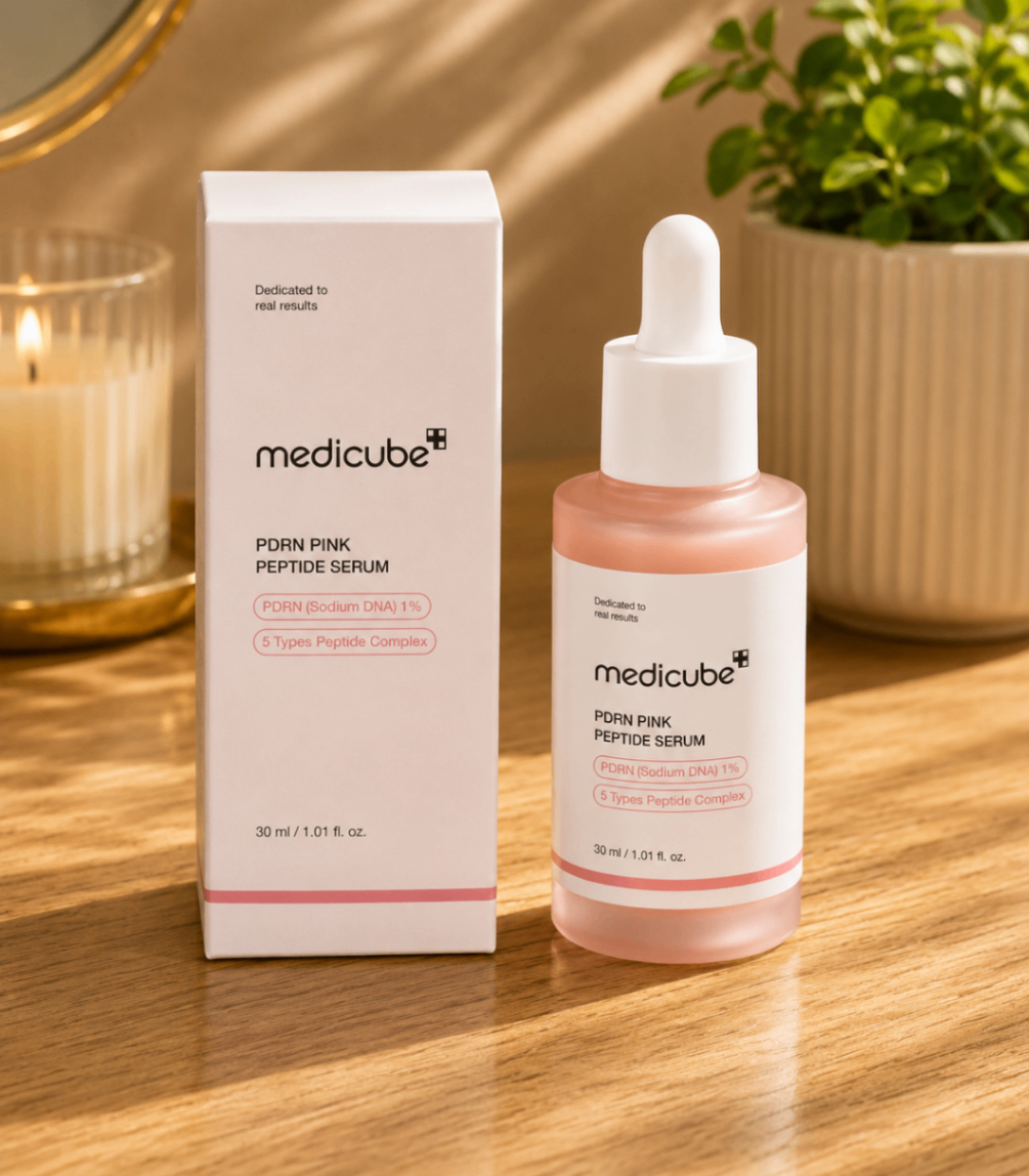سرم صورت مدیکیوب PDRN Pink Peptide حاوی ۱٪ PDRN و کمپلکس ۵ نوع پپتید حجم ۳۰ میلی‌لیتر