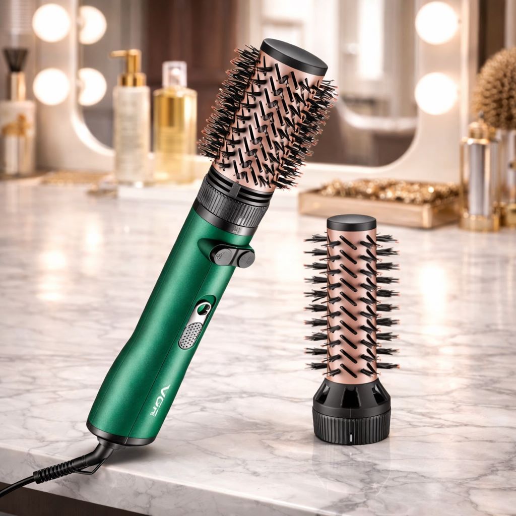 سشوار برس دار چرخشی حرفه ای حالت دهنده مو مدل v498 وی جس آرVGR (خشک کردن و حالت دهی همزمان افزایش حجم ریشه کاهش وز و صافی مو) 1000W
