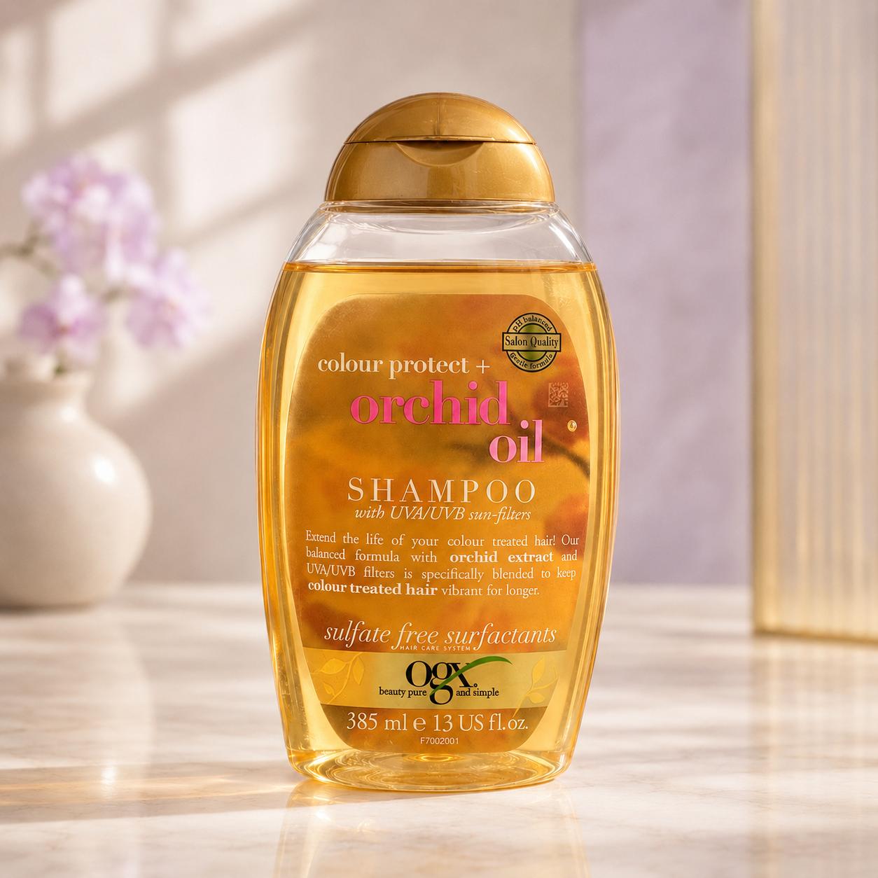شامپو OGX Colour Protect + Orchid Oil – شامپو محافظ رنگ مو با روغن ارکیده