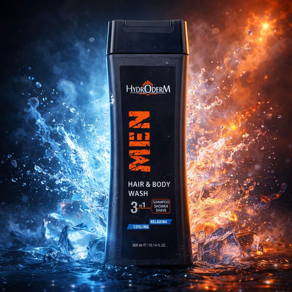 شامپو سر و بدن و اصلاح صورت مردانه هیدرودرم Hydroderm (خنک کننده وآرامش بخش ) 300ml