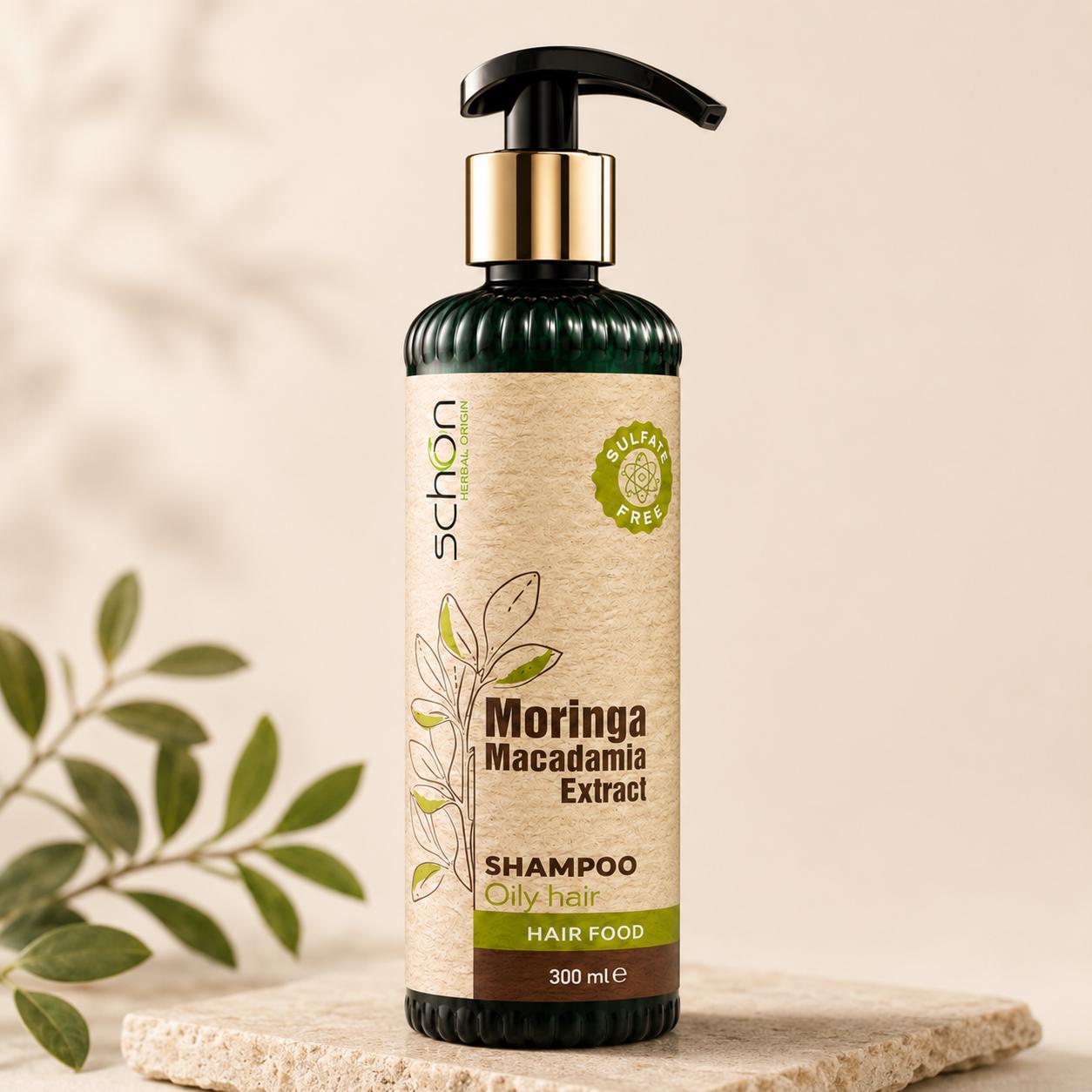 شامپو مغذی مورینگا و ماکادمیا مناسب موهای چرب شون (فاقد سولفات)300ml