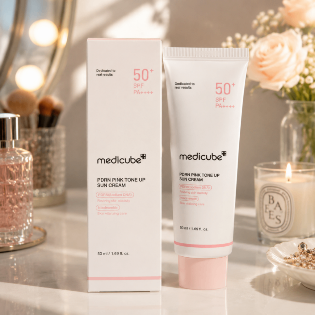 ضدآفتاب رنگی مدی‌کیوب Medicube PDRN Pink Tone Up Sun Cream SPF50+ PA++++ حجم ۵۰ میلی‌لیتر