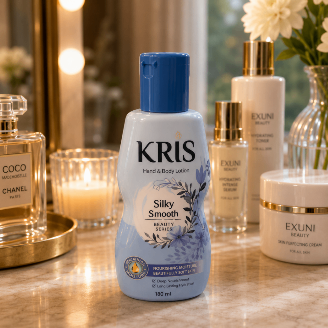 لوسیون دست و بدن نرم‌کننده کریس KRIS مدل Silky Smooth حاوی کره باباسو و مولتی ویتامین
