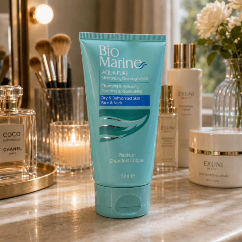 لوسیون شوینده و مرطوب‌کننده صورت بایو مارین Aqua Pure مناسب پوست خشک و کم‌آب ۱۵۰ گرم