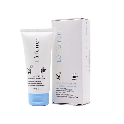 کرم ضد آفتاب مینرال پوست حساس و کودکان spf30 لافارر (آبی) - 40g
