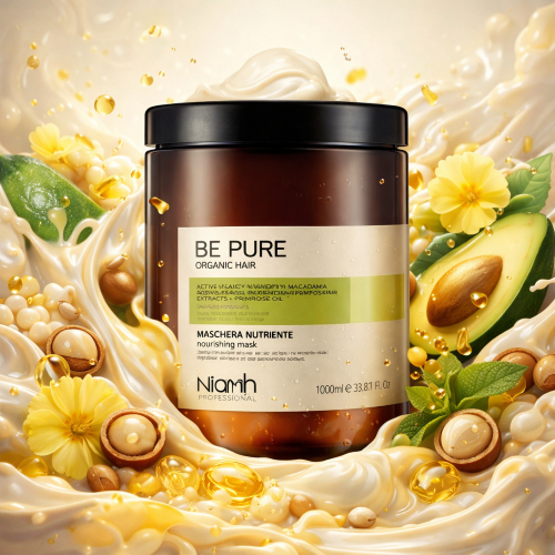 ماسک مو مغذی و آبرسان با آبکشی بی پیور BE PURE (تغذیه عمیق آبرسانی پایدار افزایش نرمی و درخشندگی) 1000ML