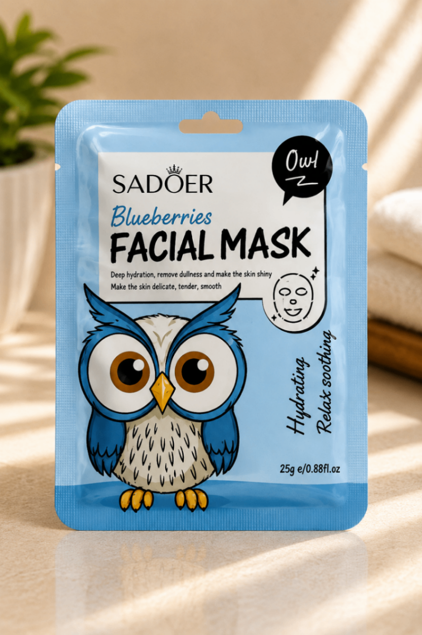 ماسک ورقه‌ای صورت بلوبری جغد سادور SADOER Owl Blueberry Facial Mask