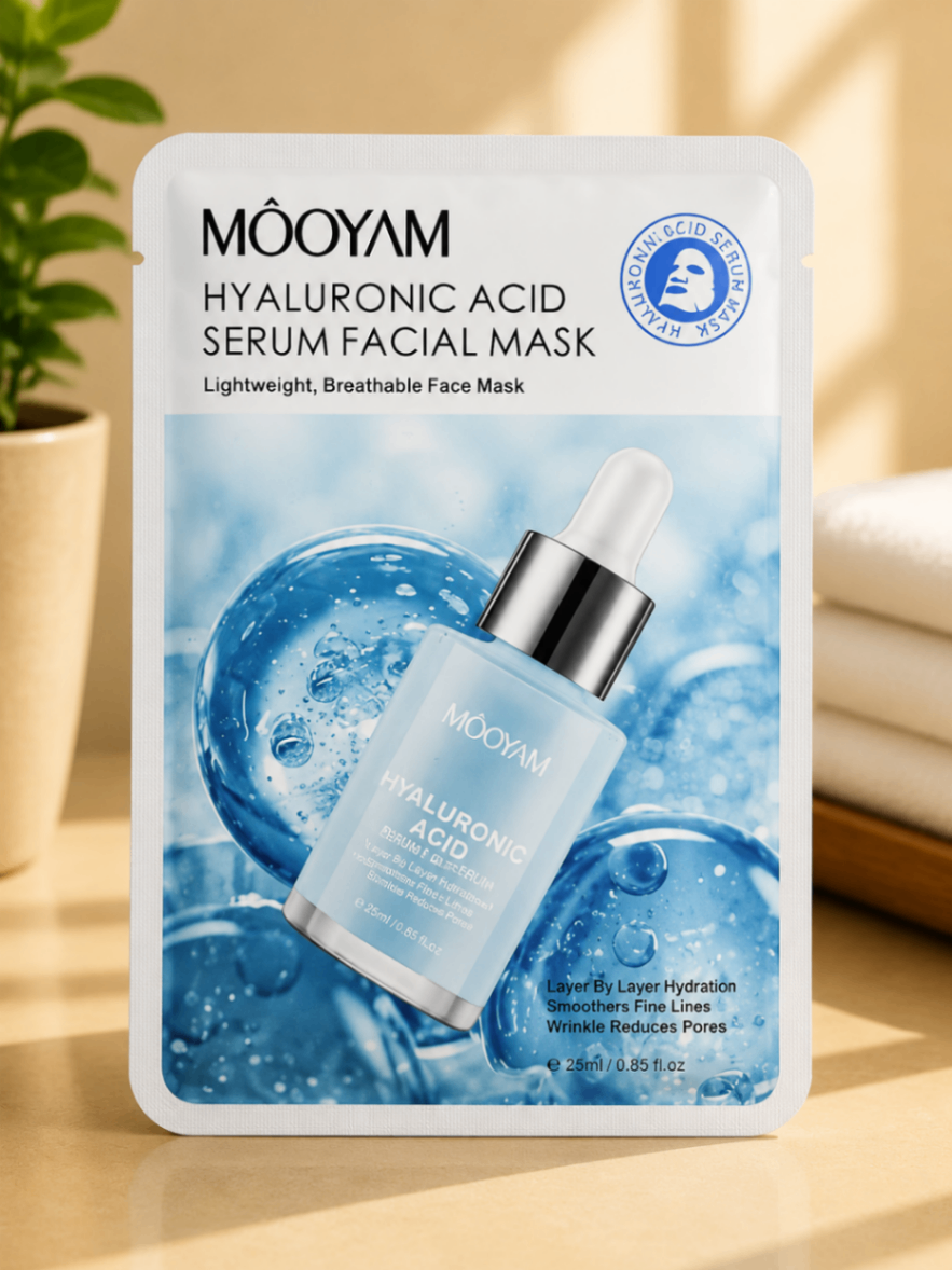 ماسک ورقه‌ای صورت مویام MOOYAM Hyaluronic Acid Serum Facial Mask (ماسک سرم هیالورونیک اسید آبرسان)