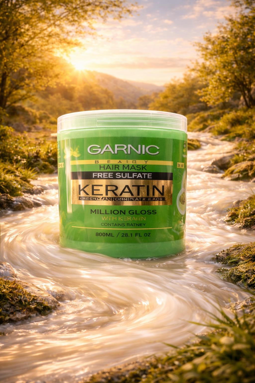 ماسک مو آبرسان فری سولفات با آبکشی گارنیک GARNIC (تغذیه عمیق مو افزایش نرمی و درخشندگی کاهش وزی ترمیم و تقویت ساقه مومناسب موهای خشک و نرمال) 800ml