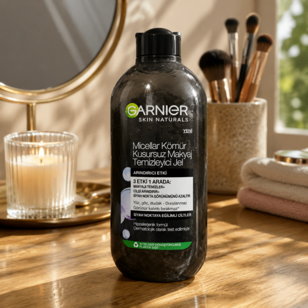 محلول میسلار زغال گارنیر Skin Naturals Micellar Kömür Kusursuz Makyaj Temizleyici حجم 400 میلی‌لیتر