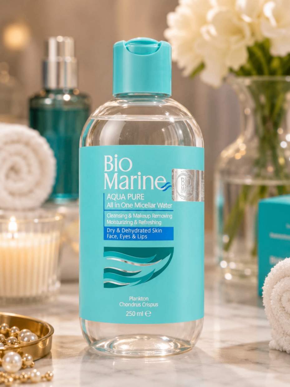 محلول میسلار واتر Bio Marine Aqua Pure پاک‌کننده و آبرسان پوست خشک و کم‌آب حجم 250 میلی‌لیتر