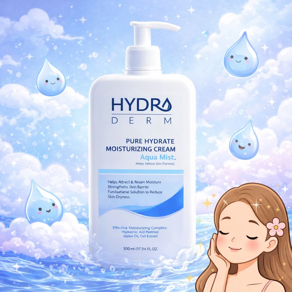کرم مرطوب‌کننده دست و صورت پمپی آبرسان عمیق هیدرودرم Hydroderm (آبرسانی عمیق حفظ رطوبت تقویت سد دفاعی پوست) 500ml