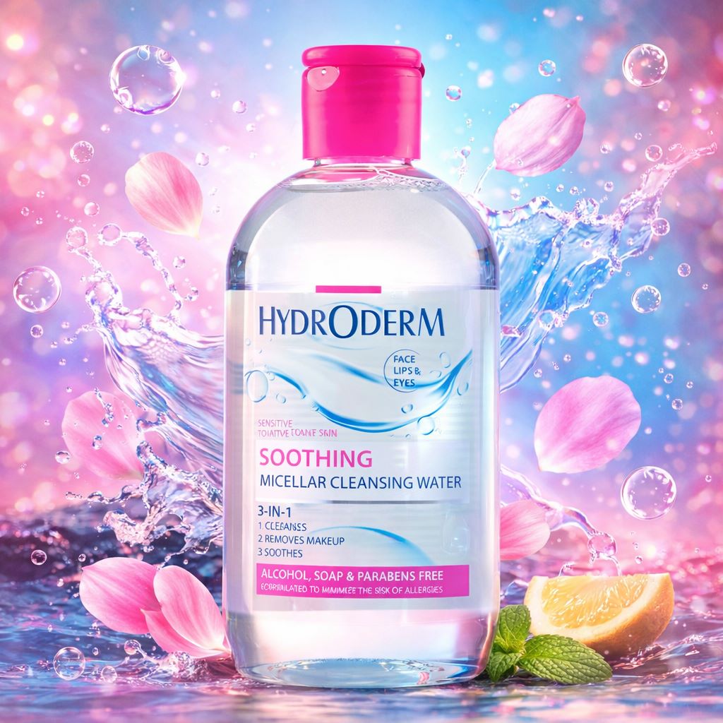 میسلار واتر پاک‌کننده آرایش پوست حساس وتحریک پذی هیدرودرم Hydroderm (پاکسازی ملایم مناسب چشم لب و صورت) 250ml