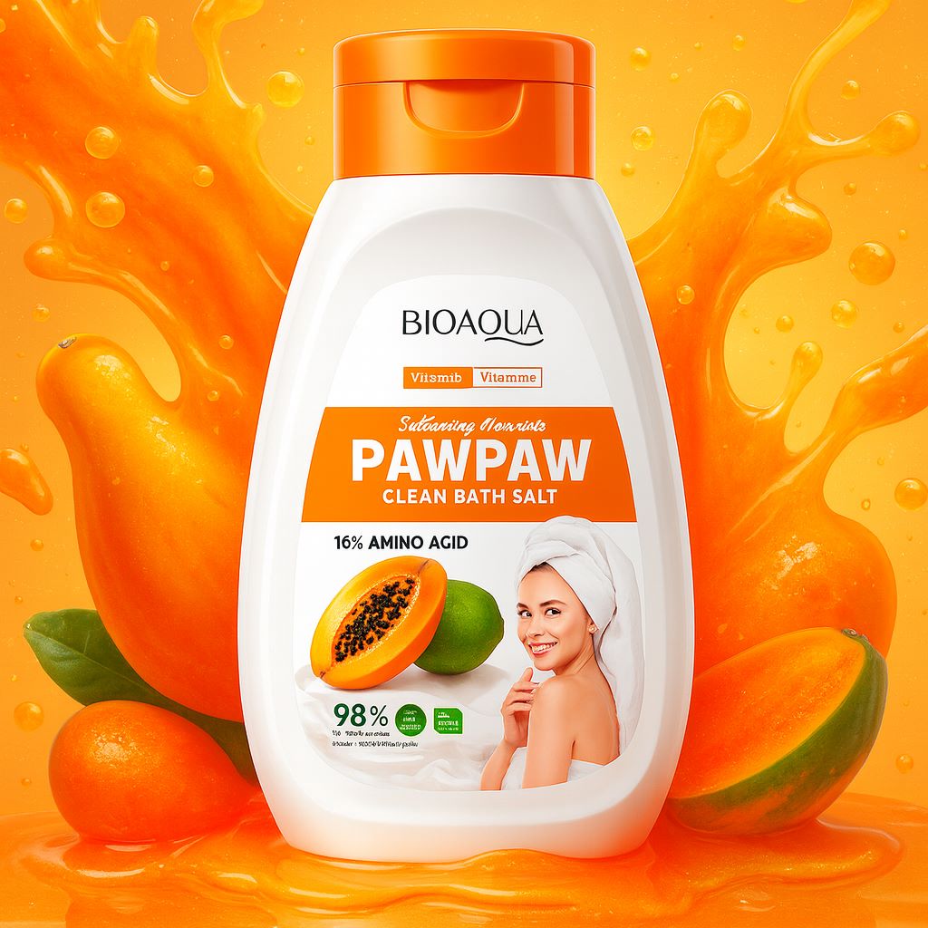 نمک بدن BIOAQUA (بایوآکوا) مدل PAWPAW Vitamin C (روشن‌کننده و لایه‌بردار طبیعی پوست بدن) 350g