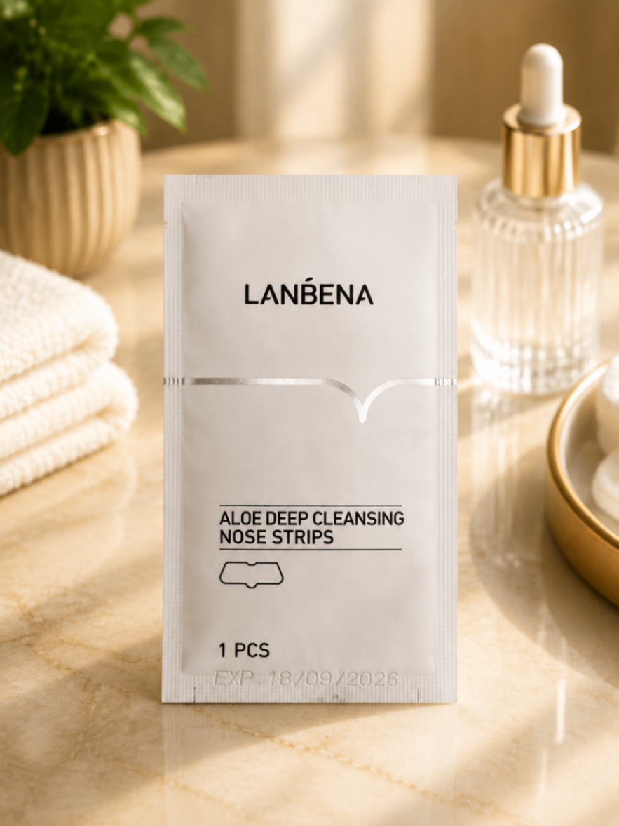 نوار پاک‌کننده عمیق بینی لانبنا حاوی عصاره آلوئه‌ورا مدل Aloe Deep Cleansing Nose Strips