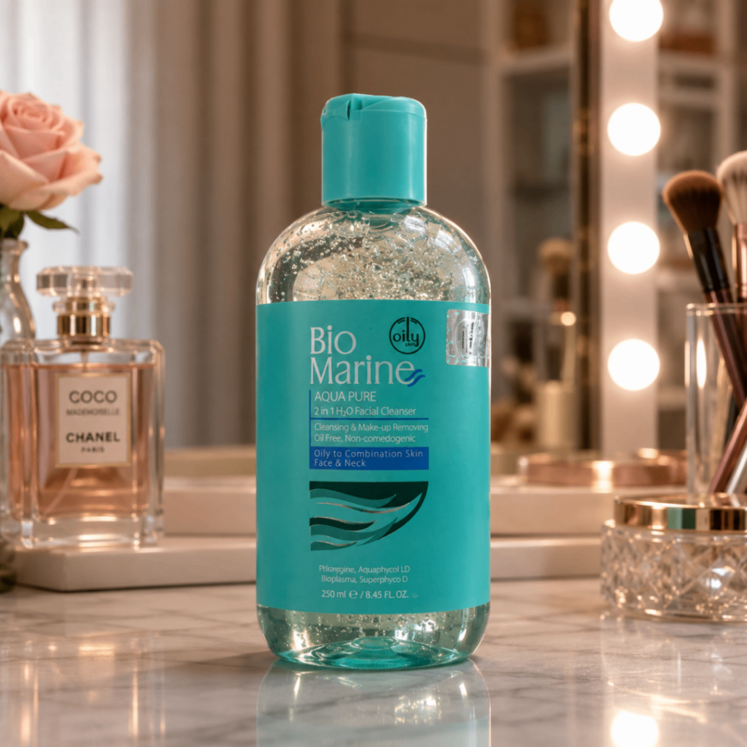 پاک‌کننده صورت و آرایش 2 در 1 بایو مارین Aqua Pure پوست چرب و مختلط حجم 250 میلی‌لیتر