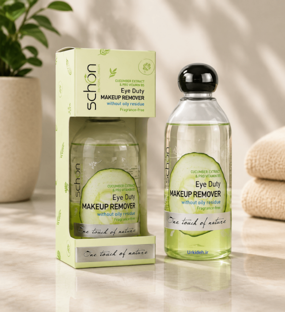 پاک‌کننده آرایش چشم شون Schon Eye Duty Makeup Remover با عصاره خیار و پروویتامین B5 – بدون ایجاد حس چربی – حجم ۱۵۰ میلی‌لیتر