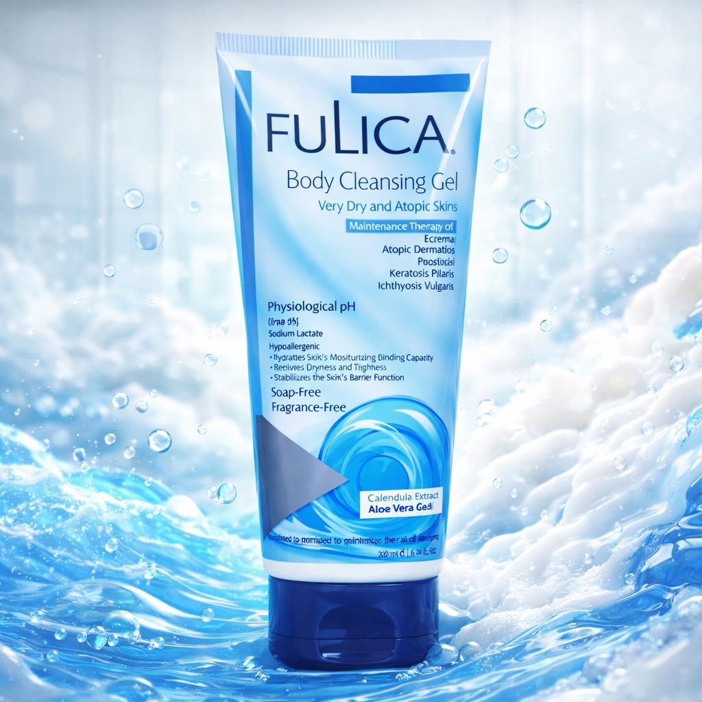ژل شستشوی بدن پوست بسیار خشک وحساس فولیکا Fulica (آبرسان عمیق کاهش خارش ترمیم سد پوستی) 200ml