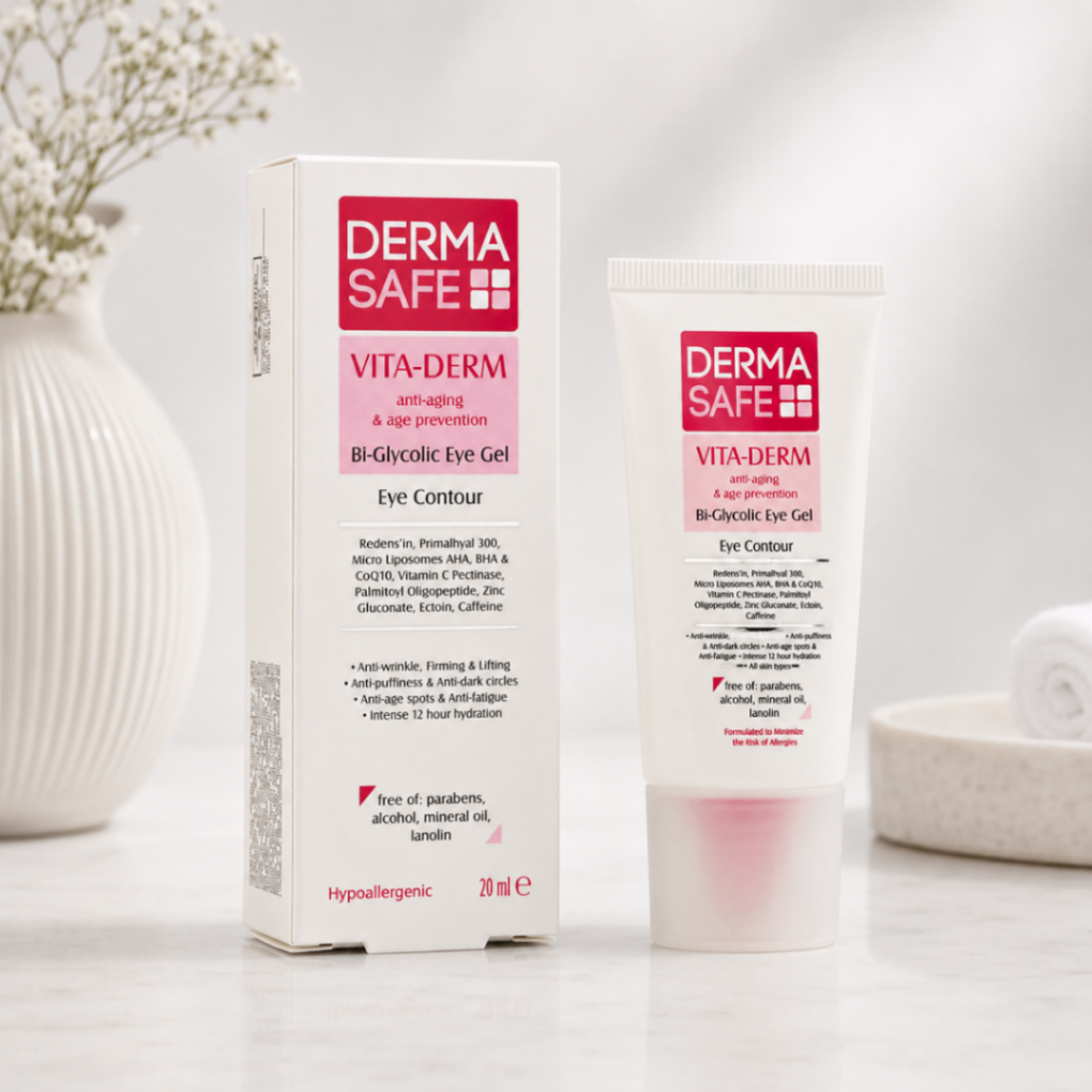 ژل دور چشم ضدچروک و لیفتینگ درماسیف سری ویتا درم مدل Bi-Glycolic، وزن ۲۰ گرم