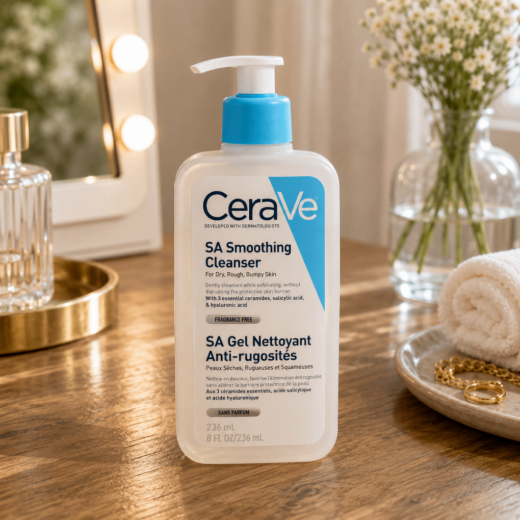 ژل شستشوی لایه‌بردار سراوی CeraVe SA Smoothing Cleanser مناسب پوست خشک، زبر و ناهموار