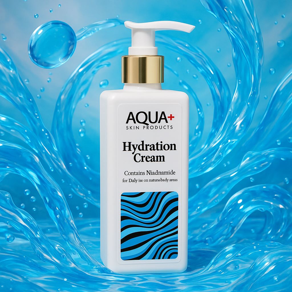 کرم آبرسان دست و صورت پمپی AQUA PLUS (آکوا پلاس) مدل HYDRATION Niacinamide (روشن‌کننده و ضد لک) 250ml