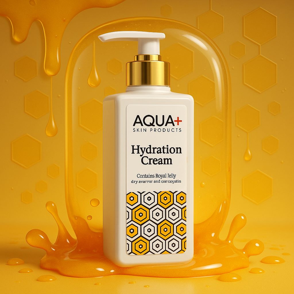 کرم آبرسان دست و صورت پمپی AQUA PLUS (آکوا پلاس) مدل HYDRATION Royal Jelly (تغذیه‌کننده و بازسازی‌کننده پوست) 250ml