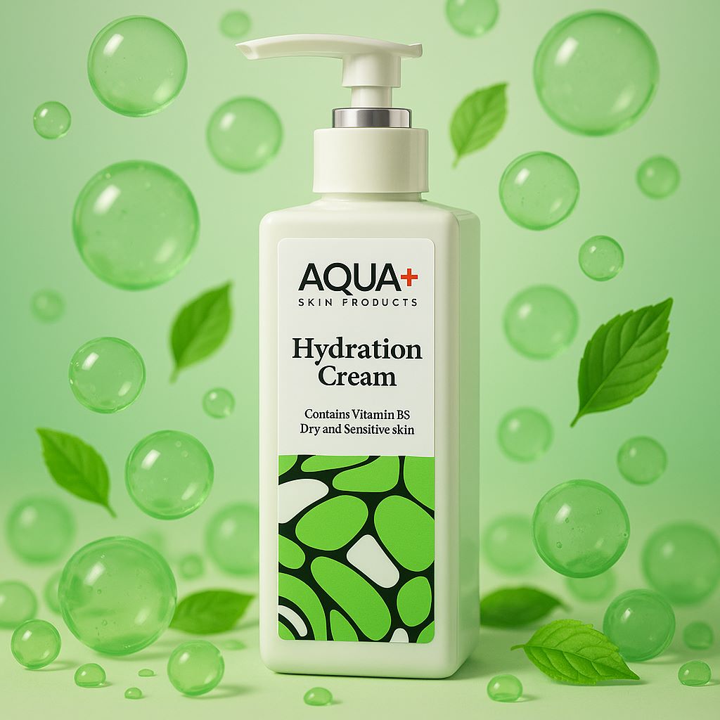 کرم آبرسان دست و صورت پمپی AQUA PLUS (آکوا پلاس) مدل HYDRATION Vitamin B5 (نرم‌کننده و ترمیم‌کننده پوست خشک) 250ml
