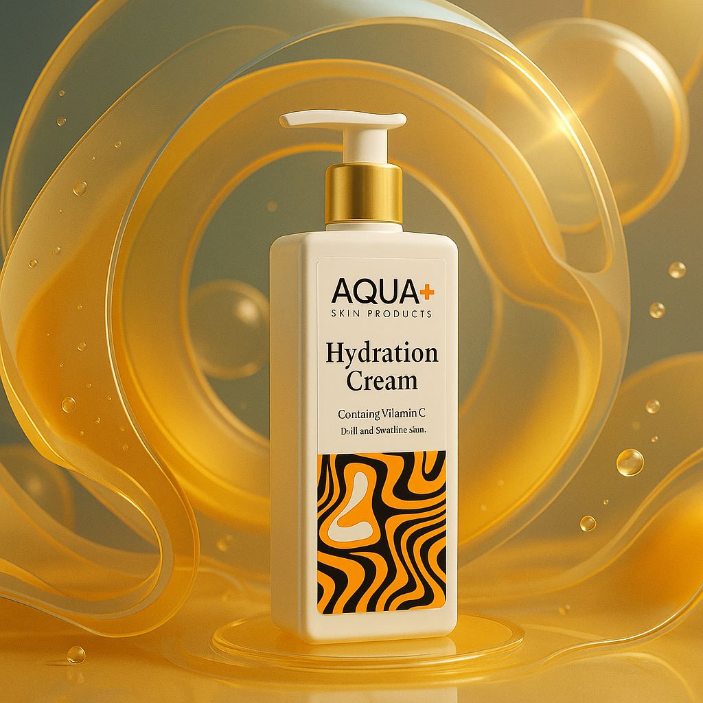 کرم آبرسان دست و صورت پمپی AQUA PLUS (آکوا پلاس) مدل HYDRATION Vitamin C (روشن‌کننده و ضد تیرگی) 250ml