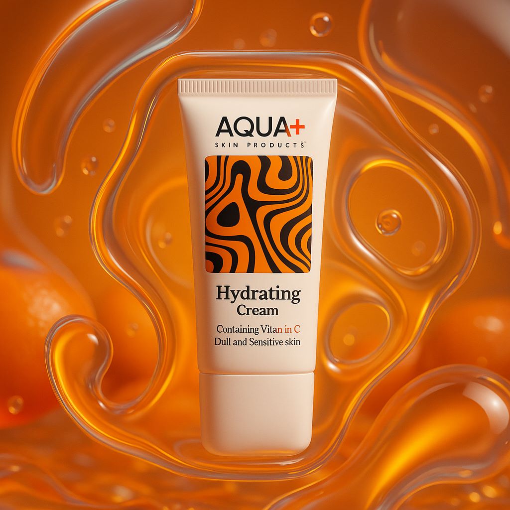 کرم آبرسان و مرطوب‌کننده AQUA+ مدل Hydrating Cream with Vitamin C (روشن‌کننده، احیاکننده و محافظ پوست‌های کدر و حساس) ۵۰ میل