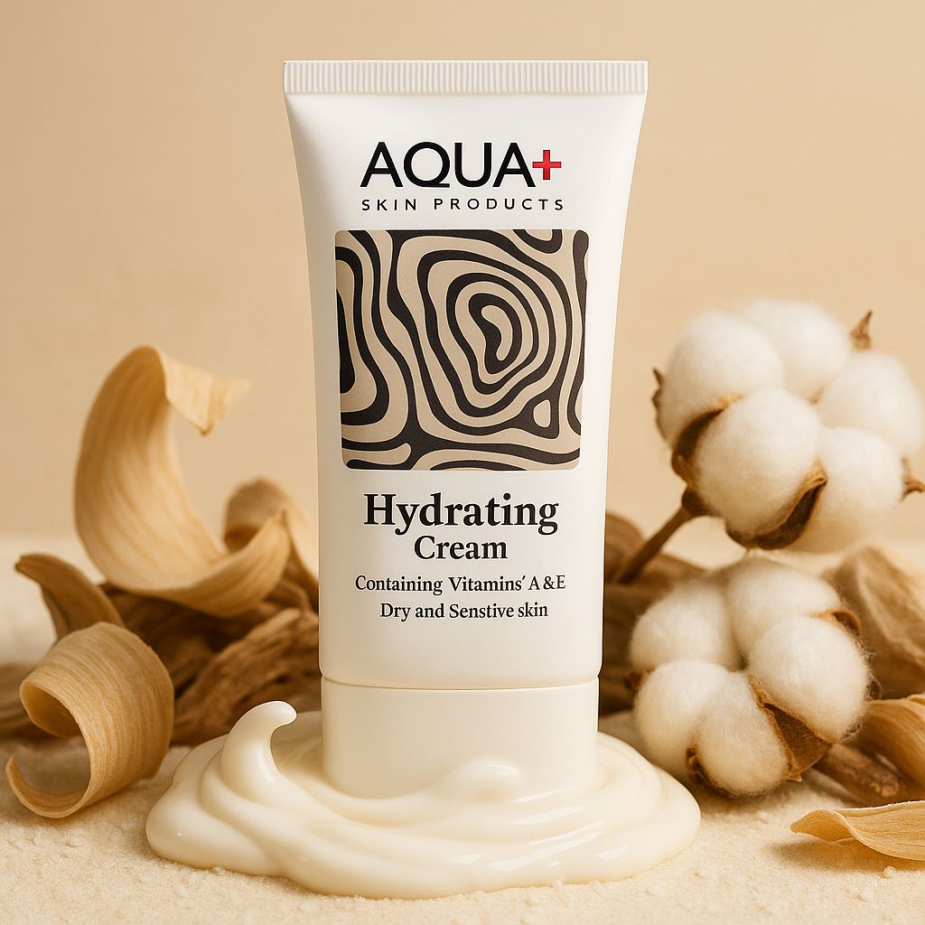 کرم آبرسان AQUA+ مدل Hydrating Cream with Vitamins A & E (ترمیم‌کننده، ضد‌چروک و مغذی پوست خشک و بالغ) ۵۰ میل