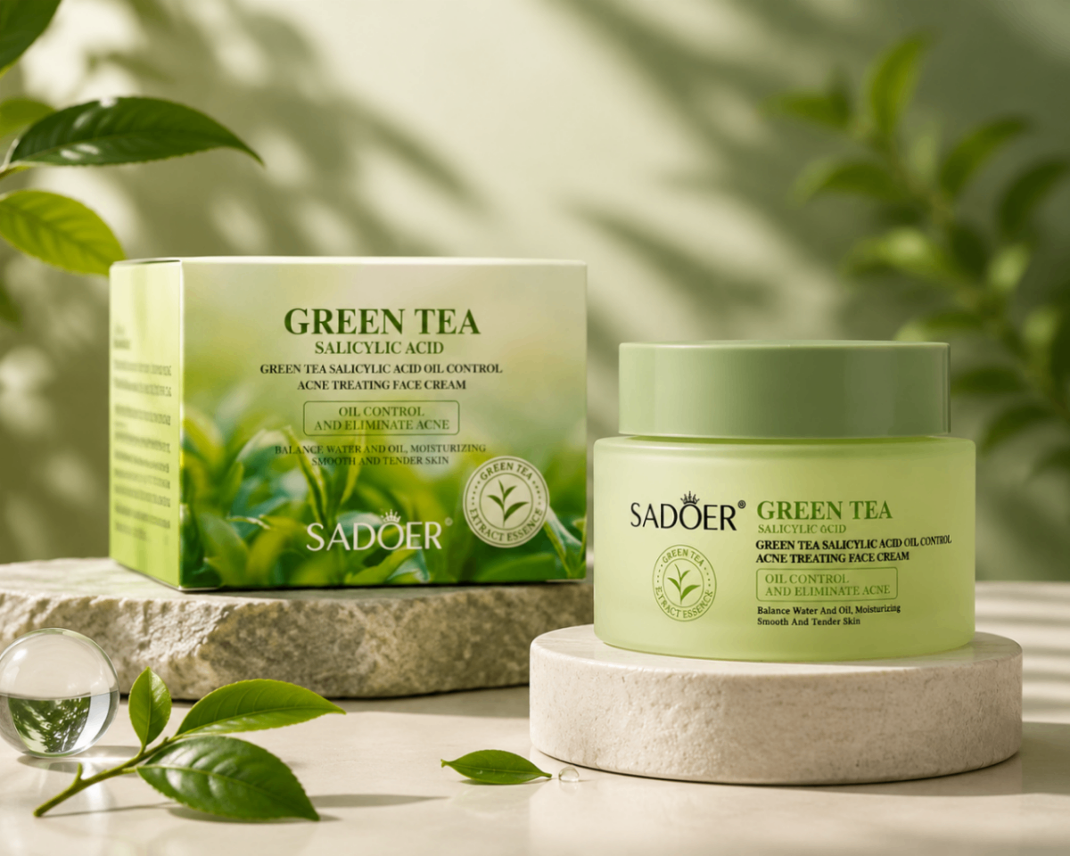 کرم ضدجوش چای سبز سادور (SADOER Green Tea Salicylic Acid) کنترل‌کننده چربی پوست
