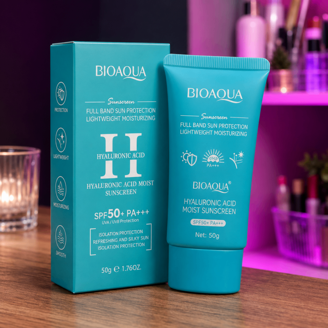 کرم ضد آفتاب هیالورونیک اسید بیوآکوا BIOAQUA Hyaluronic Acid Moist Sunscreen SPF50+ PA+++