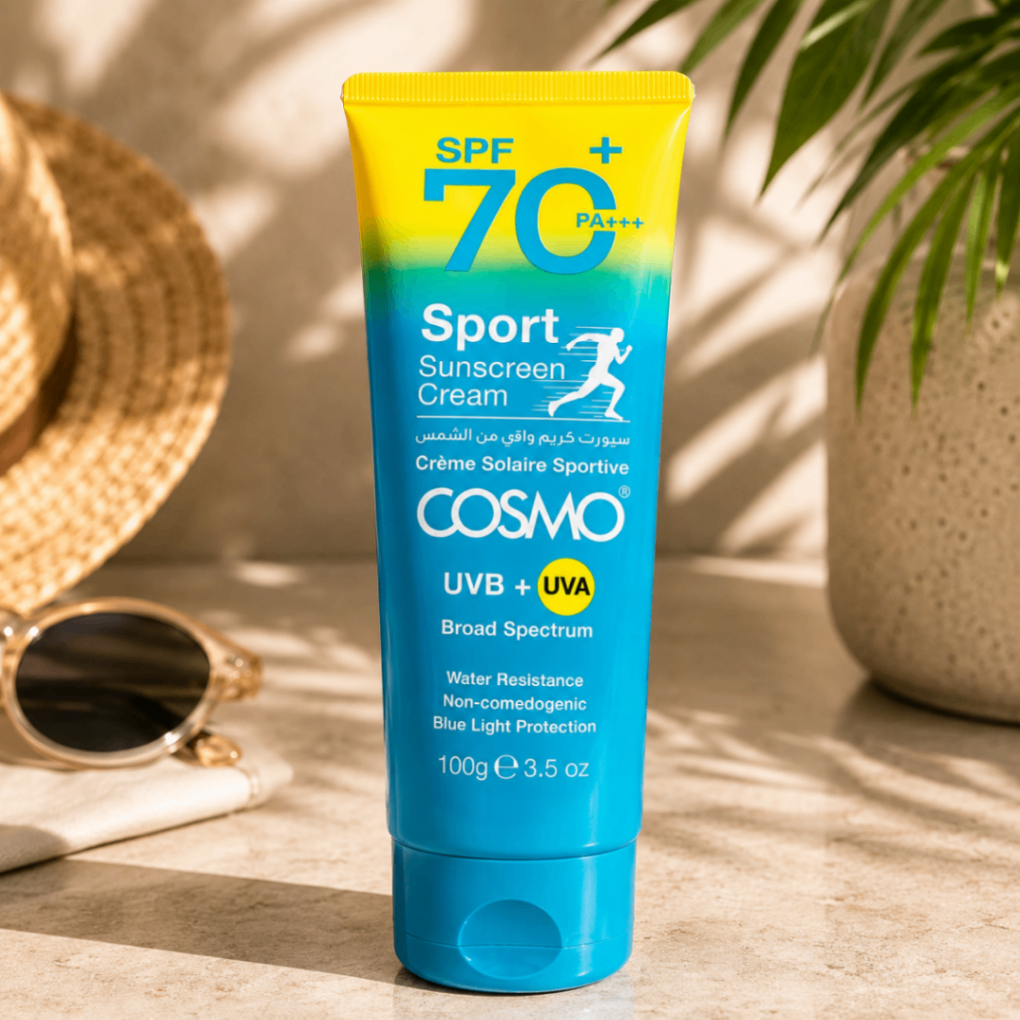 کرم ضد آفتاب ورزشی کازمو SPF70 PA+++ مدل Sport Sunscreen Cream حجم 100 گرم