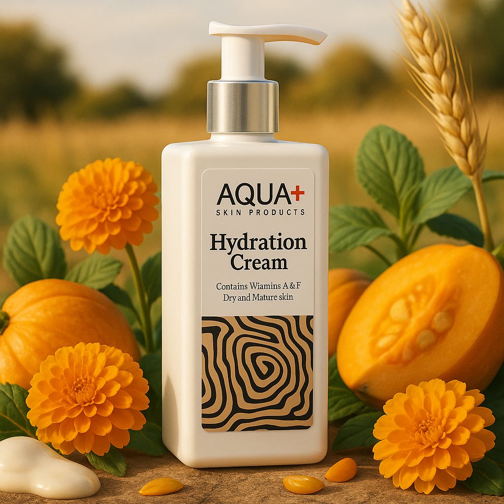 کرم مرطوب‌کننده و آبرسان AQUA+ مدل Hydration Cream with Vitamins A & E (مغذی، بازسازی‌کننده و ضد‌چروک پوست خشک و بالغ) 250 میل