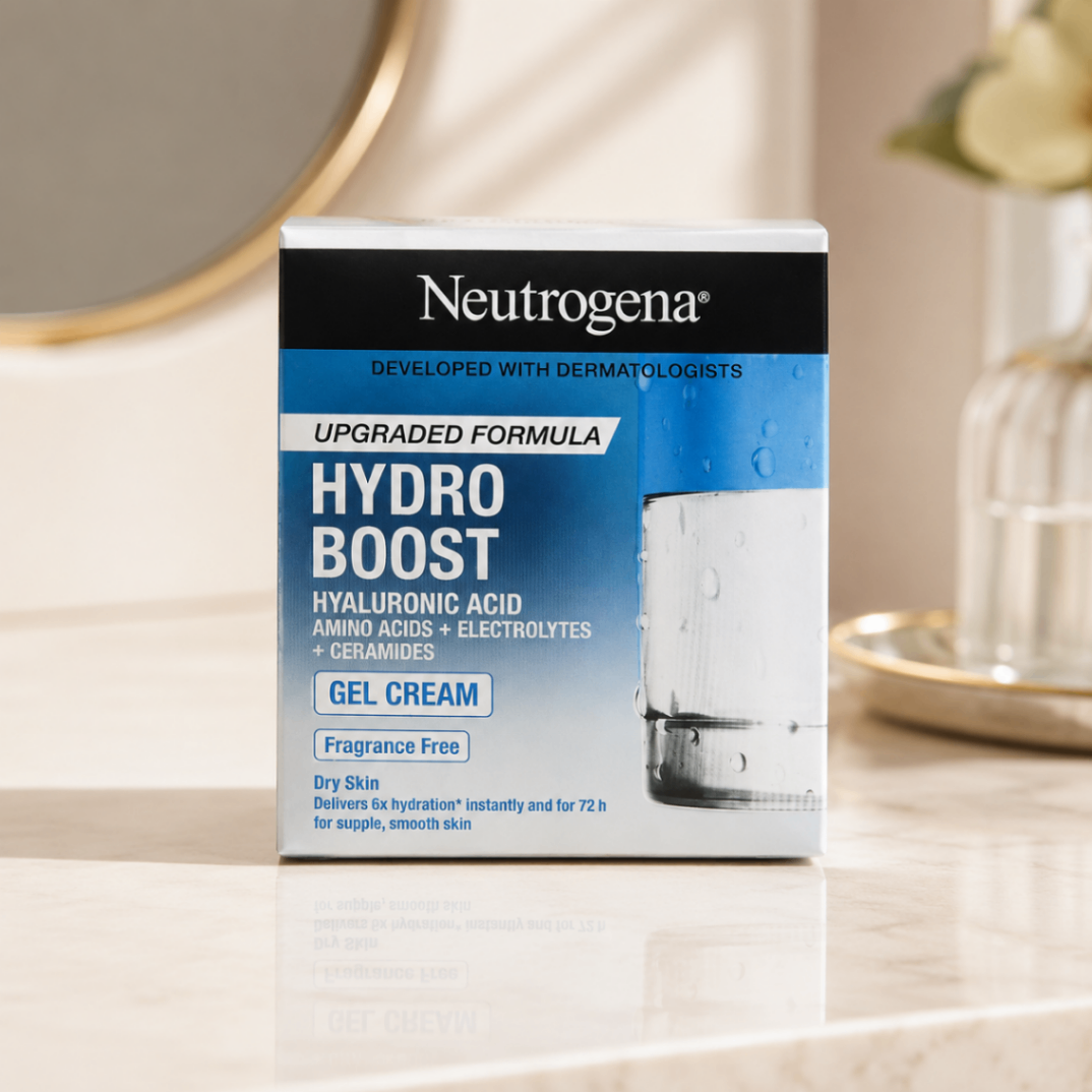 کرم ژل آبرسان قوی نوتروژینا Hydro Boost حاوی هیالورونیک اسید، آمینواسید، الکترولیت و سرامید