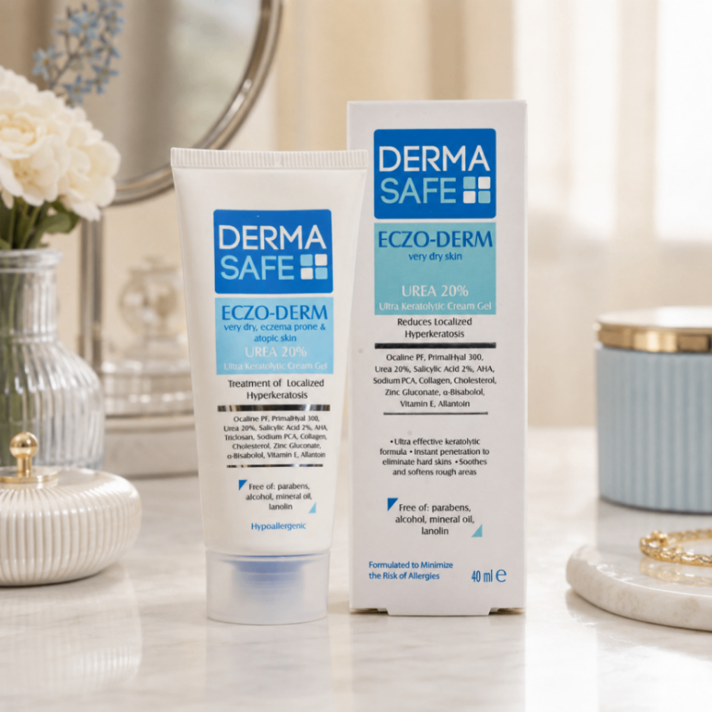 کرم‌ژل لایه‌بردار قوی درماسیف Eczo-Derm حاوی اوره ۲۰٪، مناسب پوست بسیار خشک و ضخیم، حجم ۴۰ میلی‌لیتر
