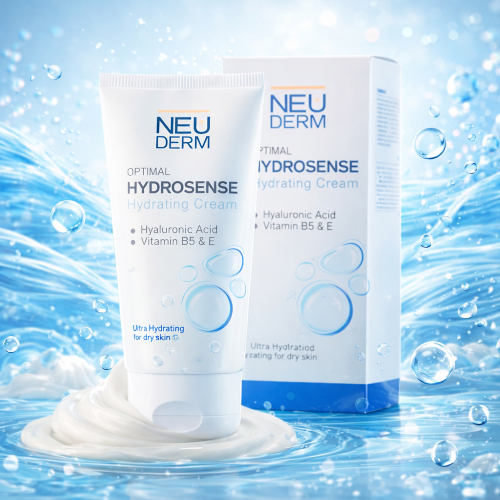 کرم مرطوب کننده تیوپی مدل Optimal Hydrosense نئودرم NEUDERM (آبرسان عمیق صورت حفظ رطوبت تقویت سد دفاعی پوست با هیالورونیک اسید و ویتامین B5) 50ML