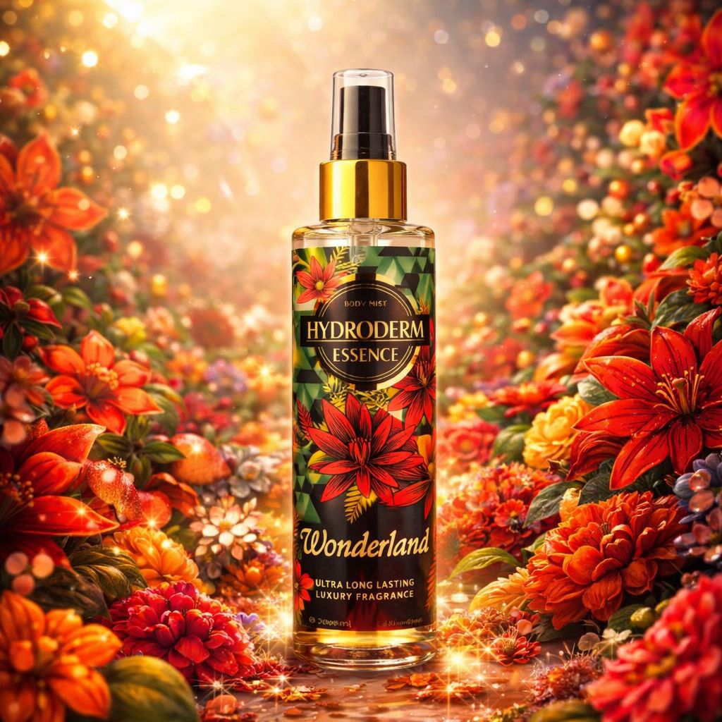 بادی میست معطر بدن زنانه هیدرودرم مدل Wonderland Hydroderm (رایحه گلی شیرین رمانتیک شاد مشابه Wonder Rose Zara) 200ml