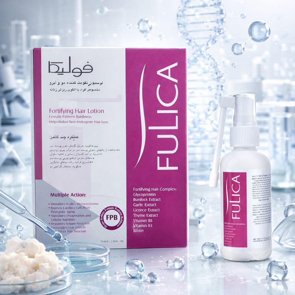 لوسیون تقویت‌کننده مو و ابرو بانوان فولیکا Fulica (کاهش ریزش غیرهورمونی تقویت فولیکول مو افزایش ضخامت تار مو) 75ml