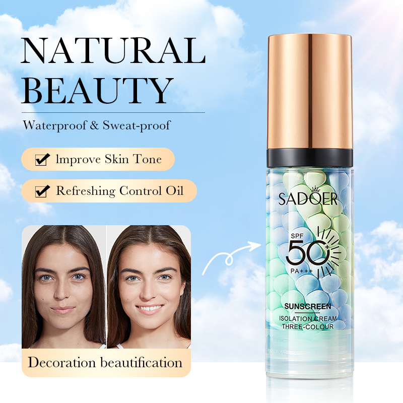 پرایمر و ضد آفتاب زیرساز آرایش Spf50 سه رنگ سادور - 40g