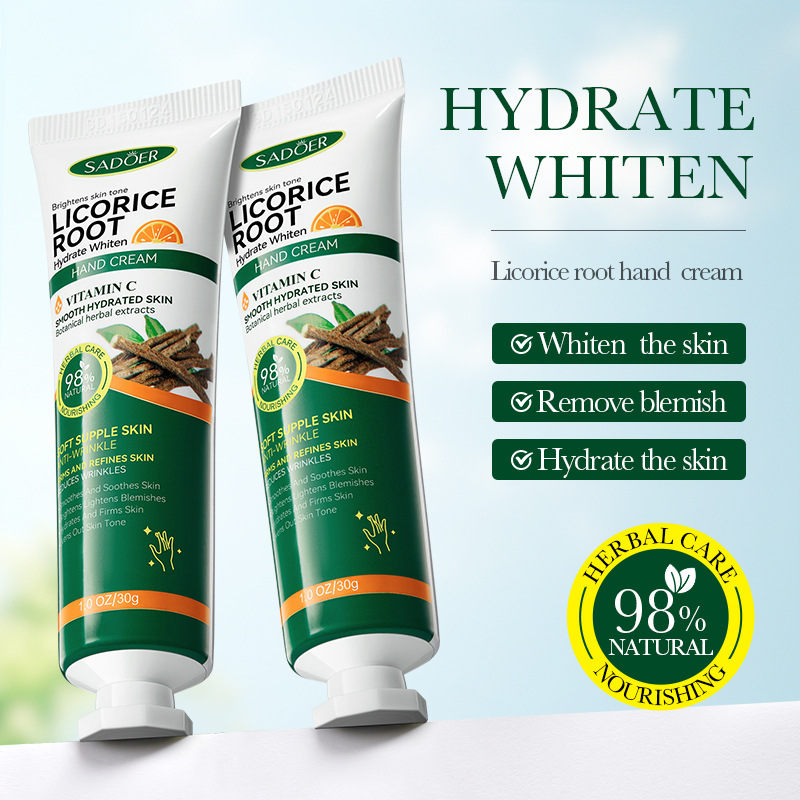کرم دست سفید کننده ویتامین سی و عصاره ریشه شیرین بیان سادور - 30g