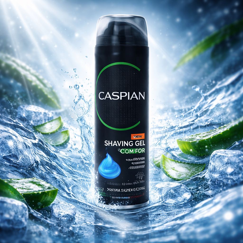 ژل اصلاح مردانه کاسپین Comfort (ژل اصلاح نرم‌کننده حاوی آلوئه‌ورا با خاصیت آبرسانی کاهش سوزش قرمزی و التهاب بعد از اصلاح مناسب انواع پوست به‌ویژه پوست حساس) 200ML